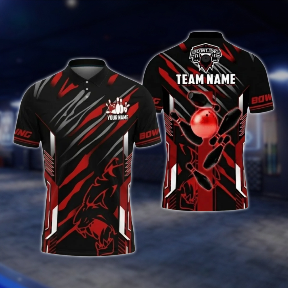 Personalized Black Gold Bowling Team Polo Shirt For Men, Custom Team Bowling Shirt BZ0802