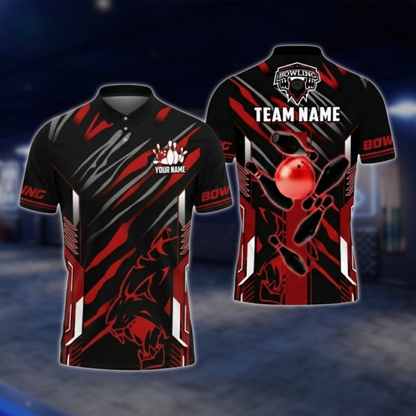 Personalized Black Gold Bowling Team Polo Shirt For Men, Custom Team Bowling Shirt BZ0802
