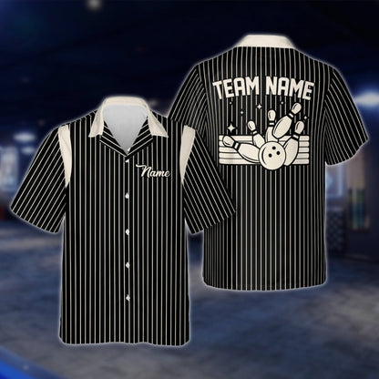Custom Striped Bowling Hawaiian Shirt For Men And Women, Custom Team Bowling Shirts BE0065