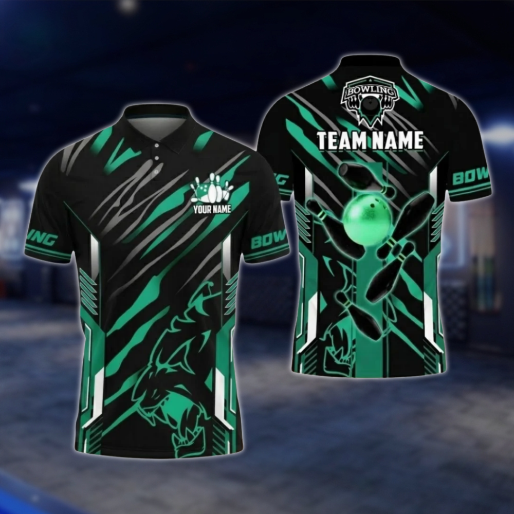 Personalized Black Gold Bowling Team Polo Shirt For Men, Custom Team Bowling Shirt BZ0802