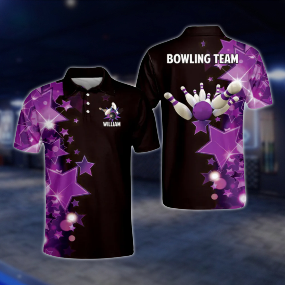 Custom Star Yellow Black Mens Bowling Polo Shirt, Custom Team Bowling Shirts BZ0167