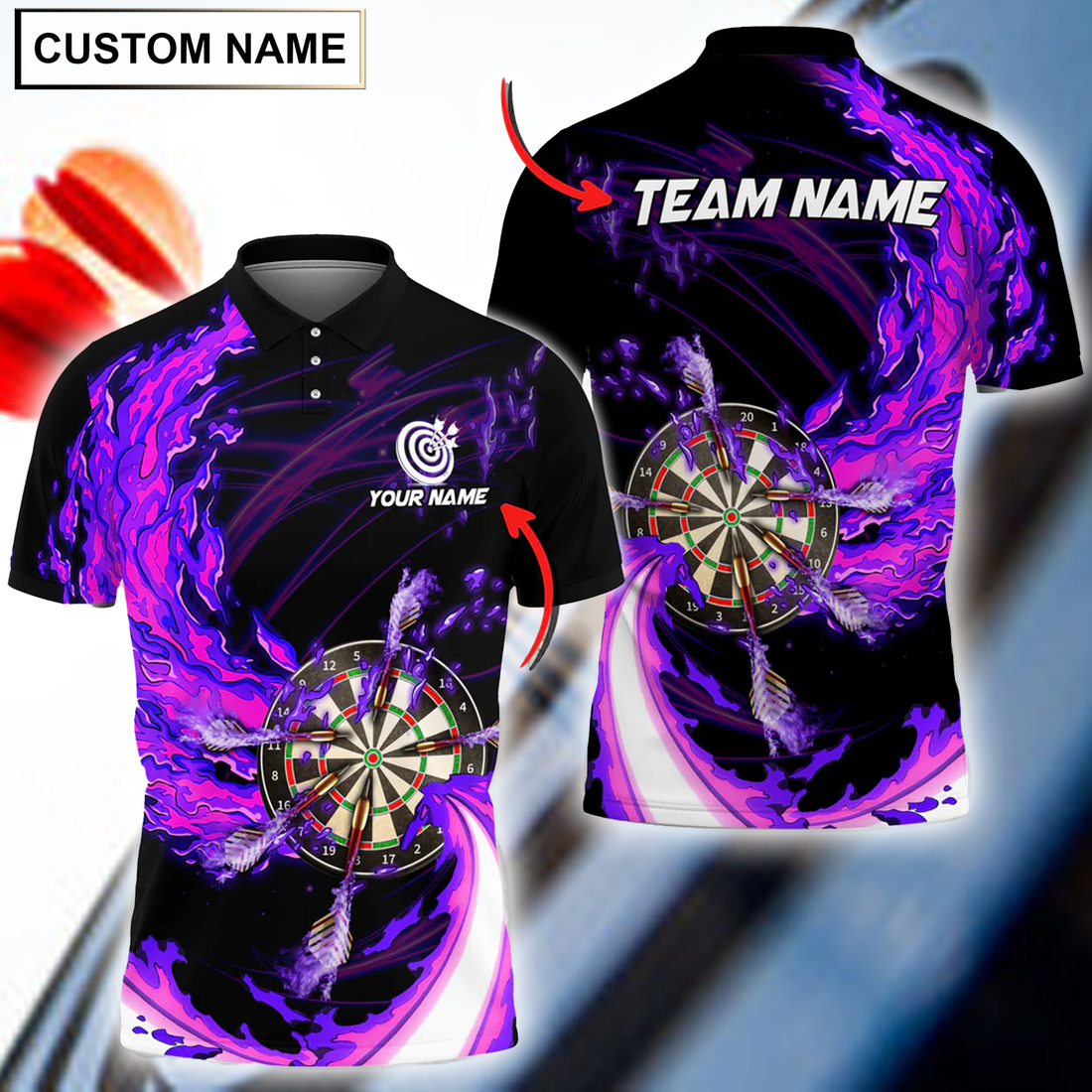 Breath of Fire Multilcolor Personalized Darts Button Polo