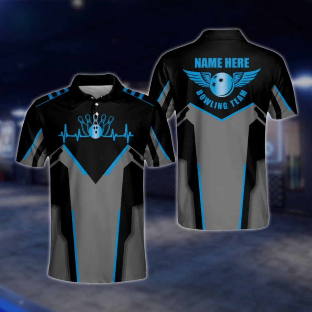Personalized Black Purple Polo Bowling Team Shirts Men, Custom Bowling Shirts BM0010