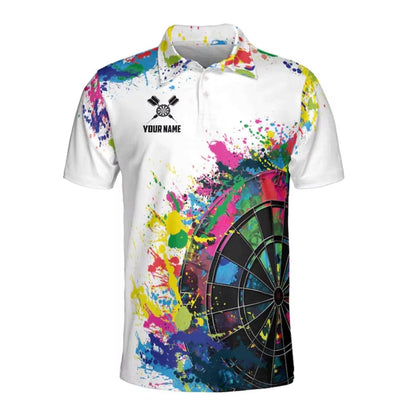 Aim Shoot Swear Repeat Colorful Men Personalized Darts Button Polo — Design 02