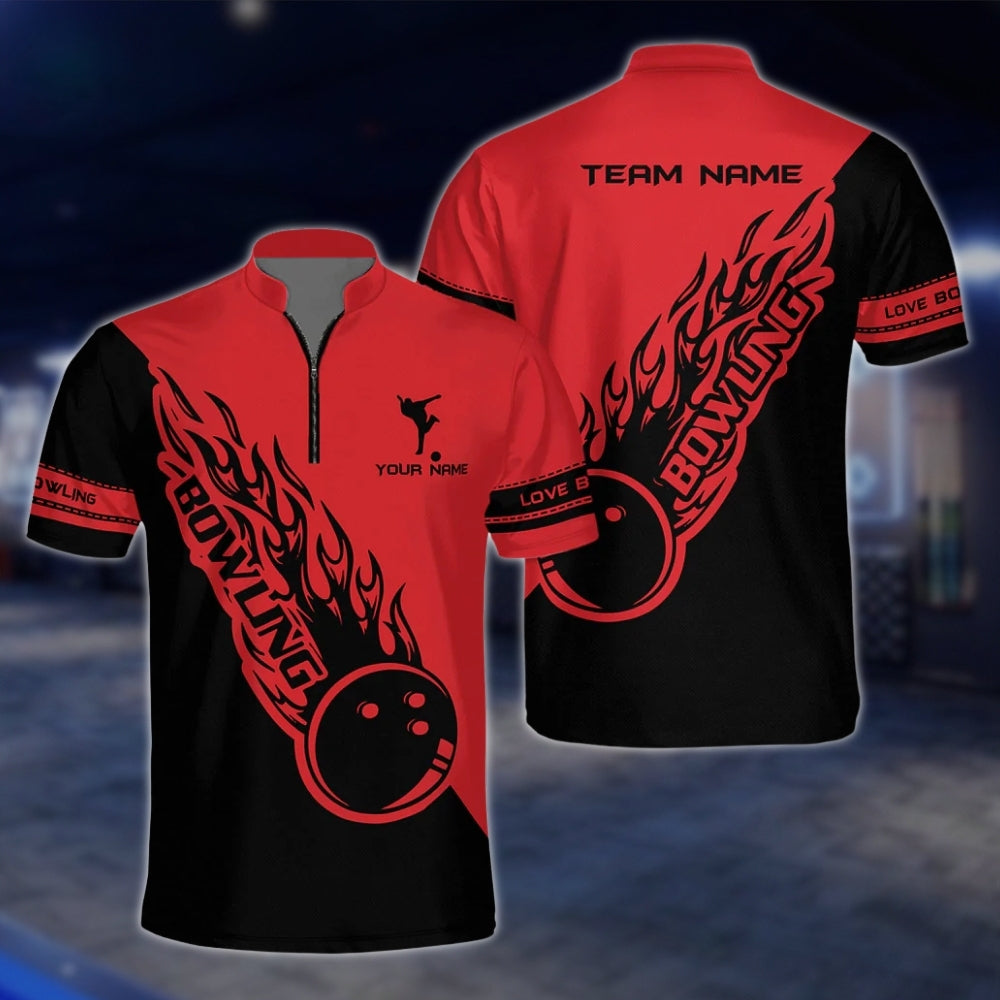 Flaming Balll Black And White Custom Bowling Mens Jersey, Custom Flame Bowling Team Shirts BZ0083