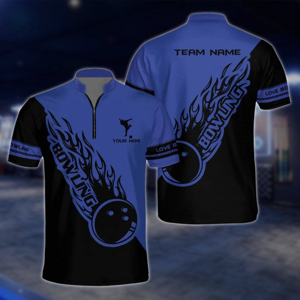 Flaming Balll Black And White Custom Bowling Mens Jersey, Custom Flame Bowling Team Shirts BZ0083