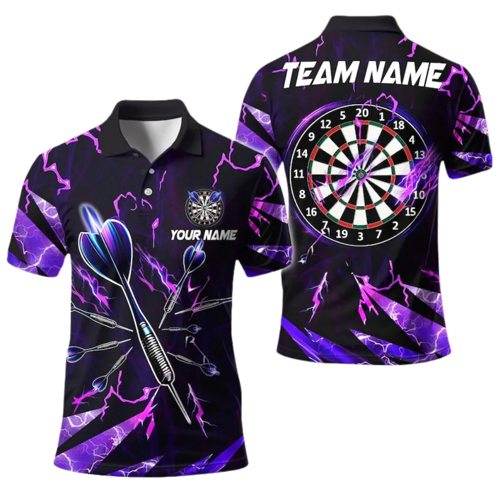 Purple Thunder Lightning for Mens Personalized Darts Button Polo