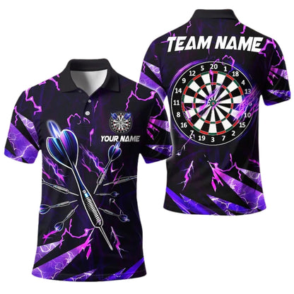 Purple Thunder Lightning for Mens Personalized Darts Button Polo