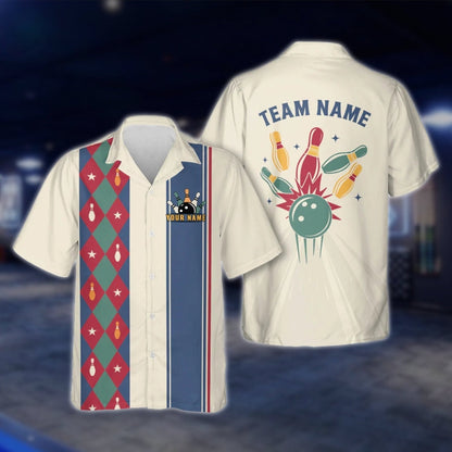 Custom Argyle Mint Bowling Hawaiian Shirt Men Women, Custom Retro Argyle Bowling Team Shirts BE0068