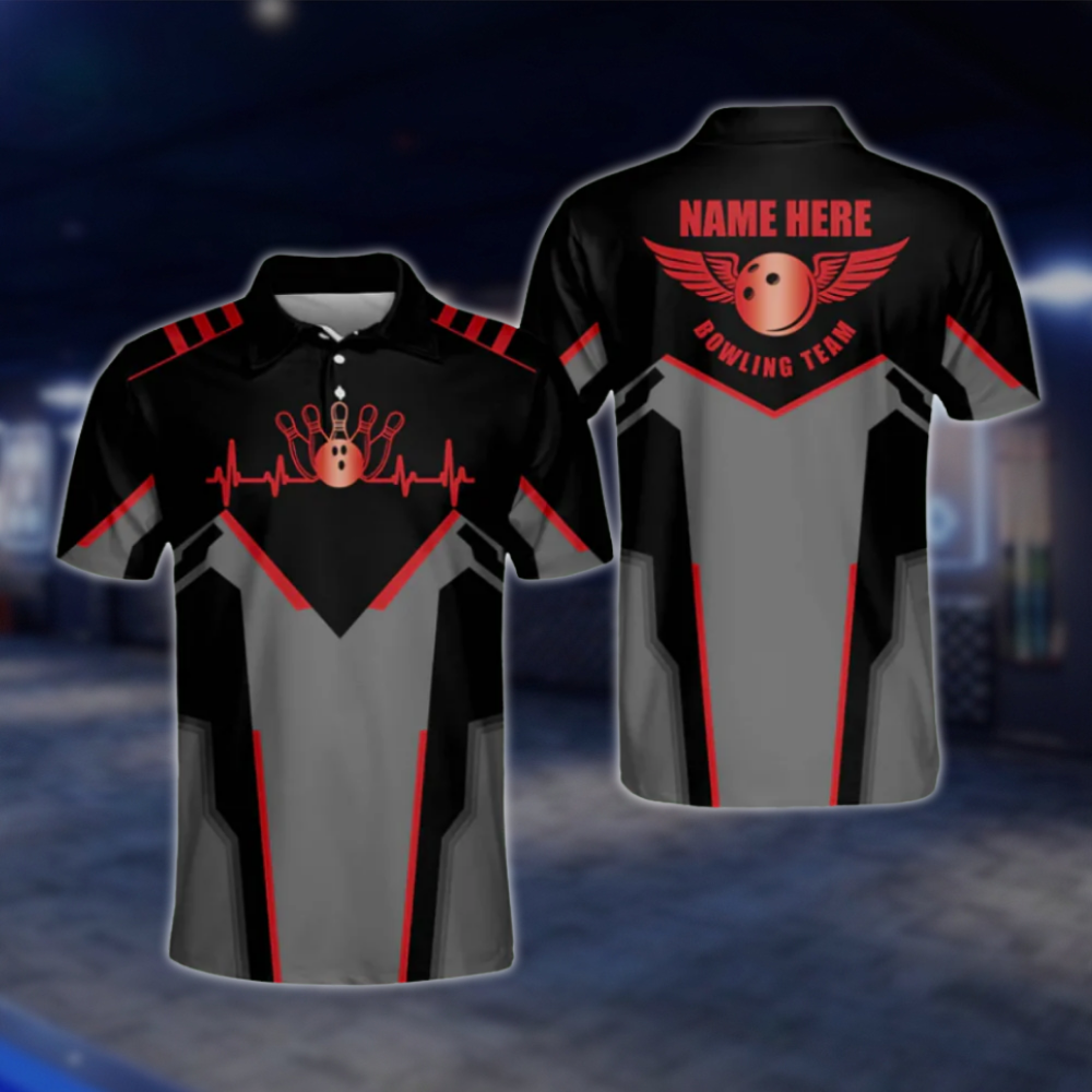 Personalized Black Purple Polo Bowling Team Shirts Men, Custom Bowling Shirts BM0010