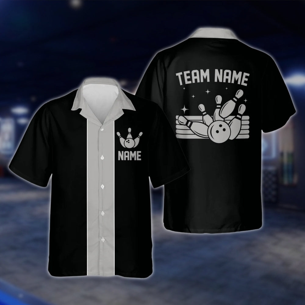 Custom Black And Red Vintage Bowling Hawaiian Shirt For Men Women, Custom Team Vintage Bowling Shirts BE0011