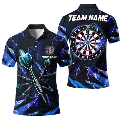Purple Thunder Lightning for Mens Personalized Darts Button Polo