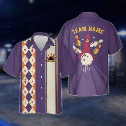 Custom Argyle Mint Bowling Hawaiian Shirt Men Women, Custom Retro Argyle Bowling Team Shirts BE0068