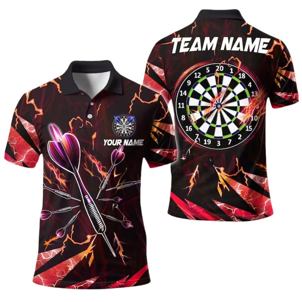 Purple Thunder Lightning for Mens Personalized Darts Button Polo