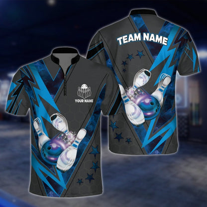 Men's Custom Team Black Red Bowling Jersey, Custom Bowling Shirts For Team BZ0080
