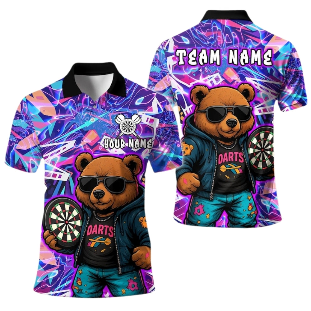 Bear Graffiti Men Personalized Darts Button Polo