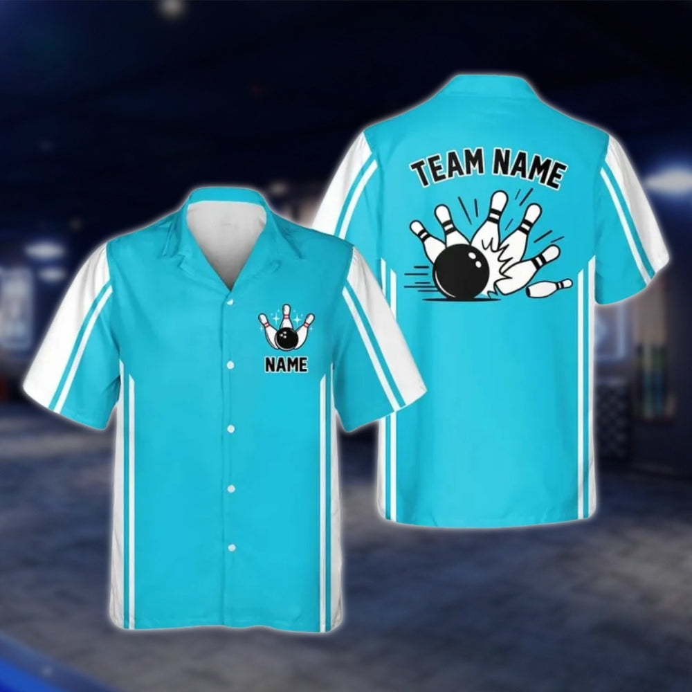 Custom Green White Retro Bowling Hawaiian Shirt For Men Women, Custom Retro Bowling Team Shirts BE0107