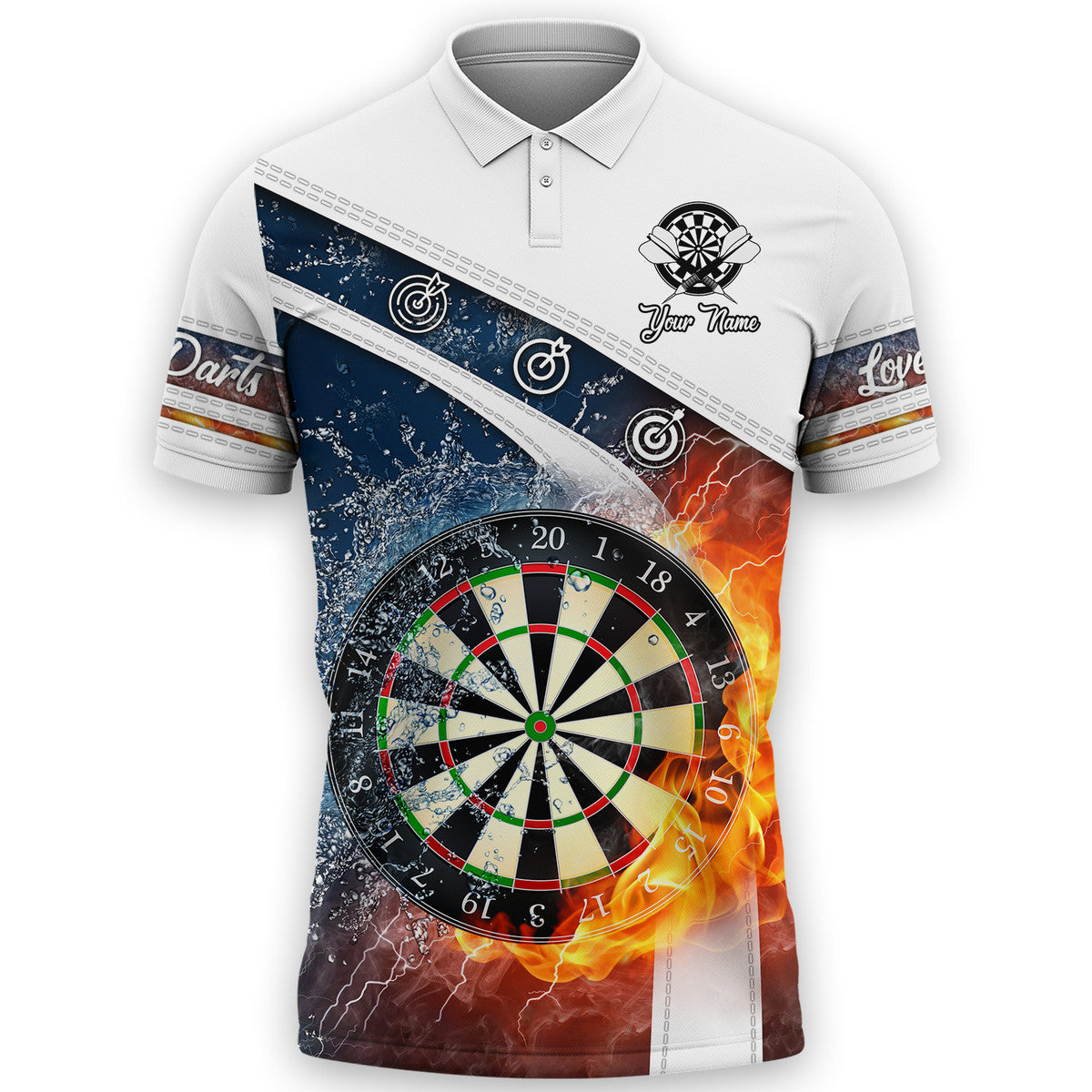 Water and File Personalized Darts Button Polo