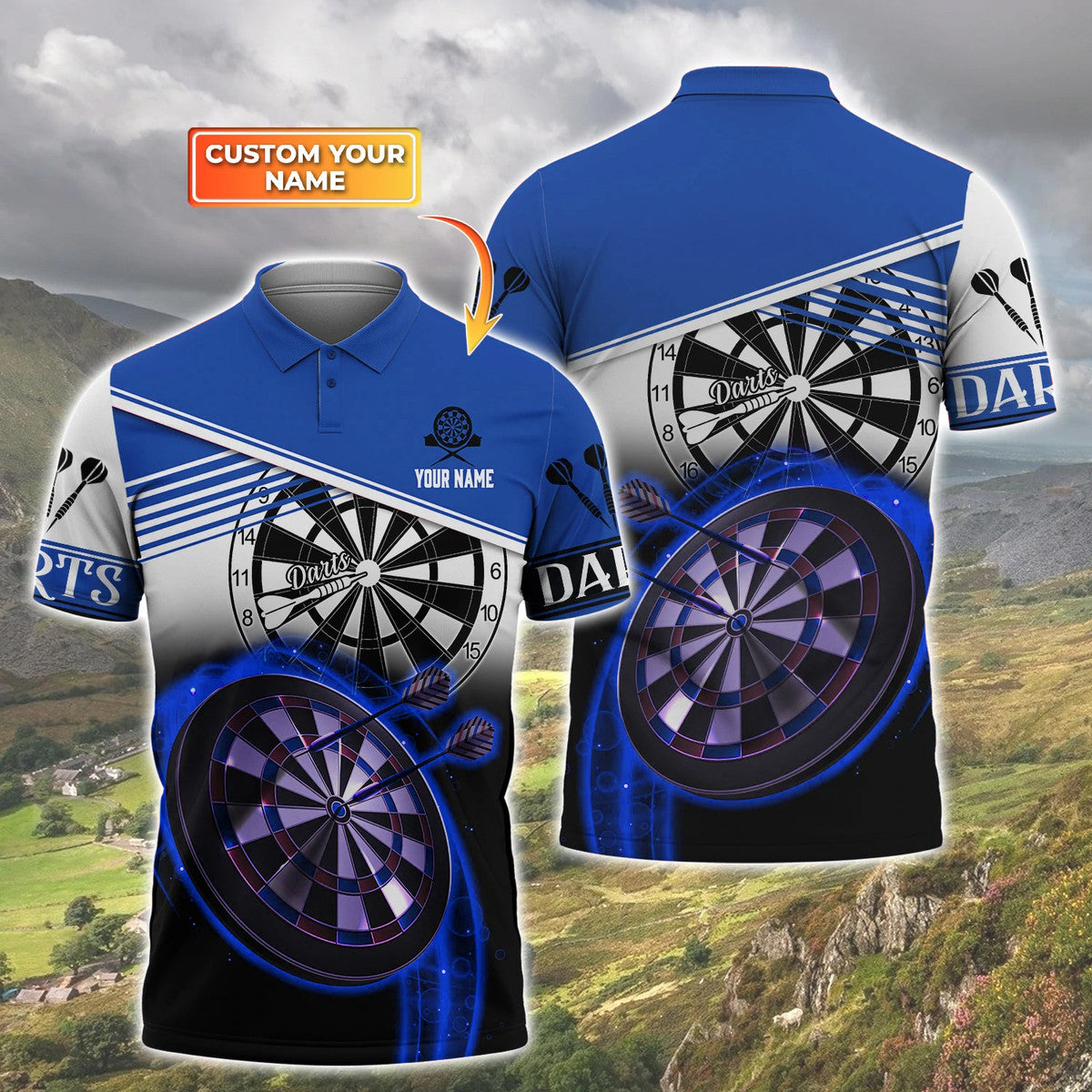 Multi Color Personalized Darts Button Polo