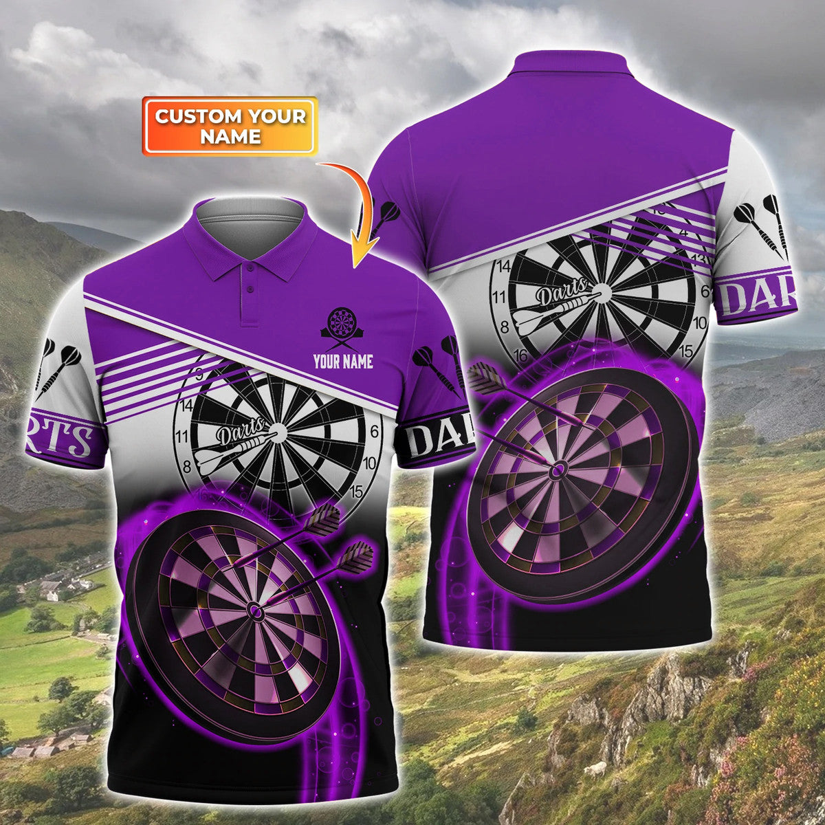 Multi Color Personalized Darts Button Polo