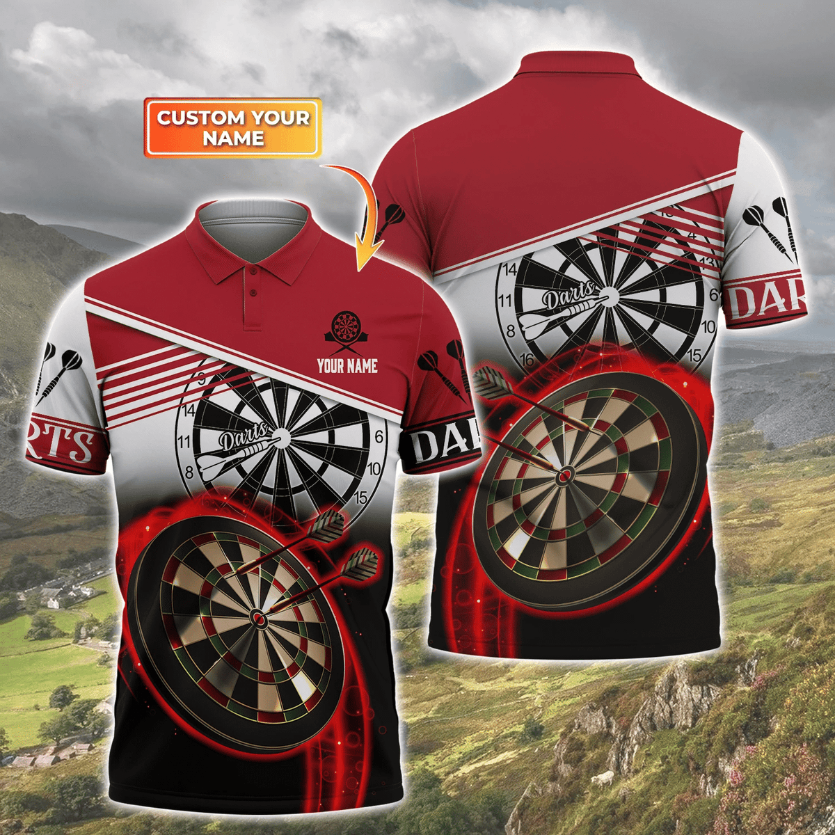 Multi Color Personalized Darts Button Polo