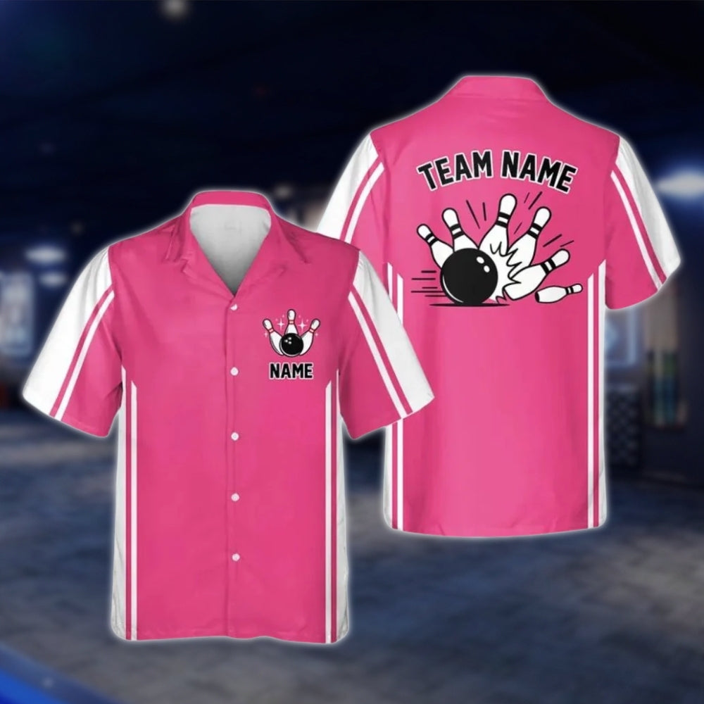 Custom Green White Retro Bowling Hawaiian Shirt For Men Women, Custom Retro Bowling Team Shirts BE0107