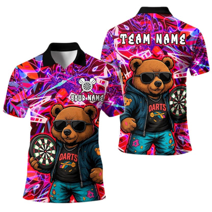 Bear Graffiti Men Personalized Darts Button Polo