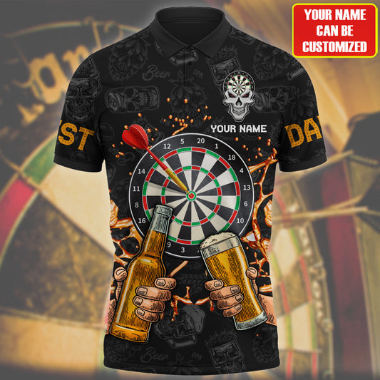 Yellow Player Personalized Darts Button Polo