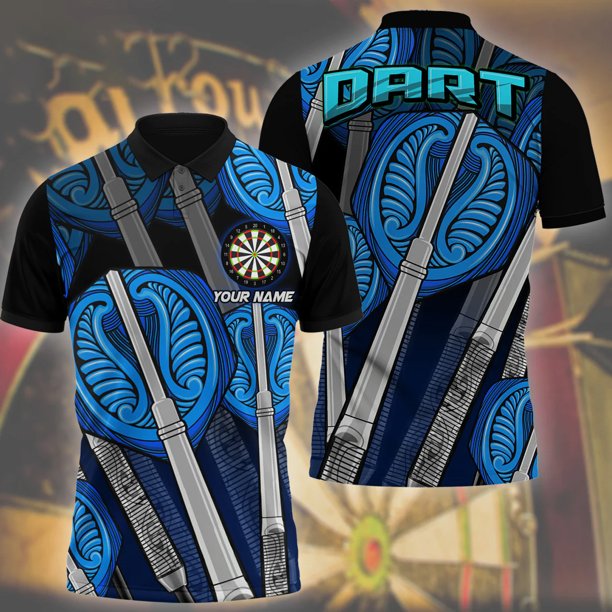 All Print Pattern Personalized Darts Button Polo