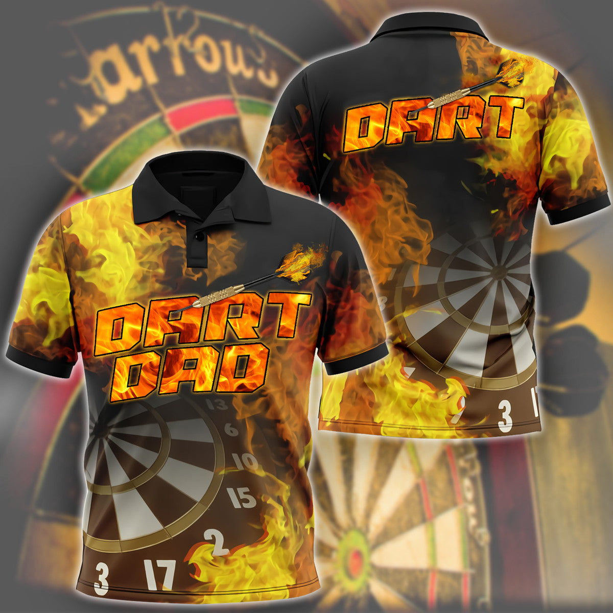 Dad Personalized Darts Button Polo