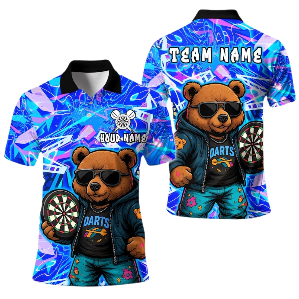Bear Graffiti Men Personalized Darts Button Polo