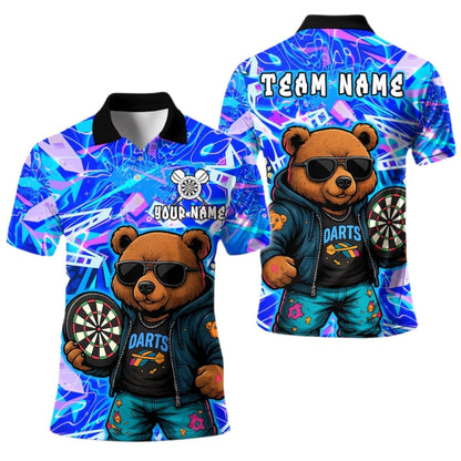 Bear Graffiti Men Personalized Darts Button Polo