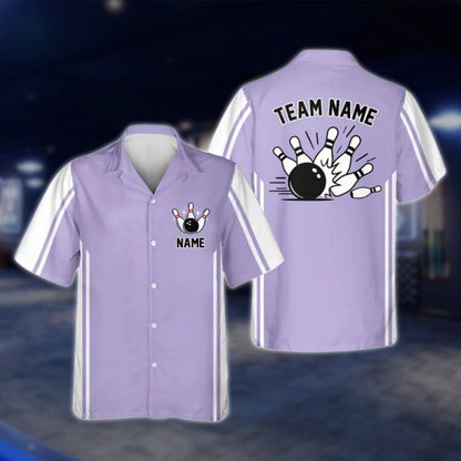Custom Green White Retro Bowling Hawaiian Shirt For Men Women, Custom Retro Bowling Team Shirts BE0107