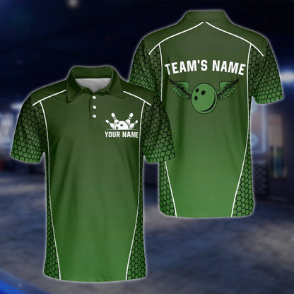 Custom Team Black Blue Bowling Polo Shirt Mens, Custom Bowling Shirts BZ0079