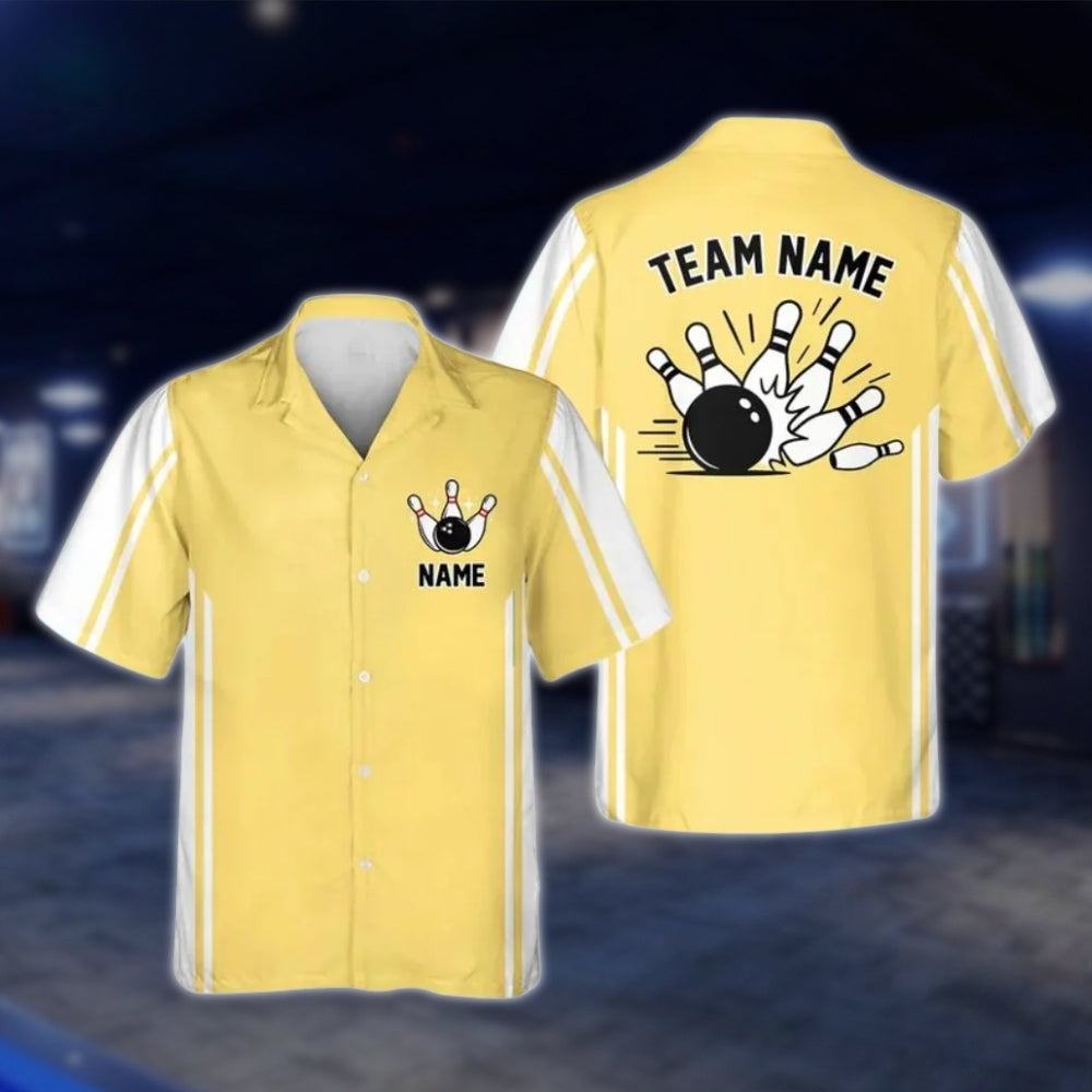 Custom Green White Retro Bowling Hawaiian Shirt For Men Women, Custom Retro Bowling Team Shirts BE0107