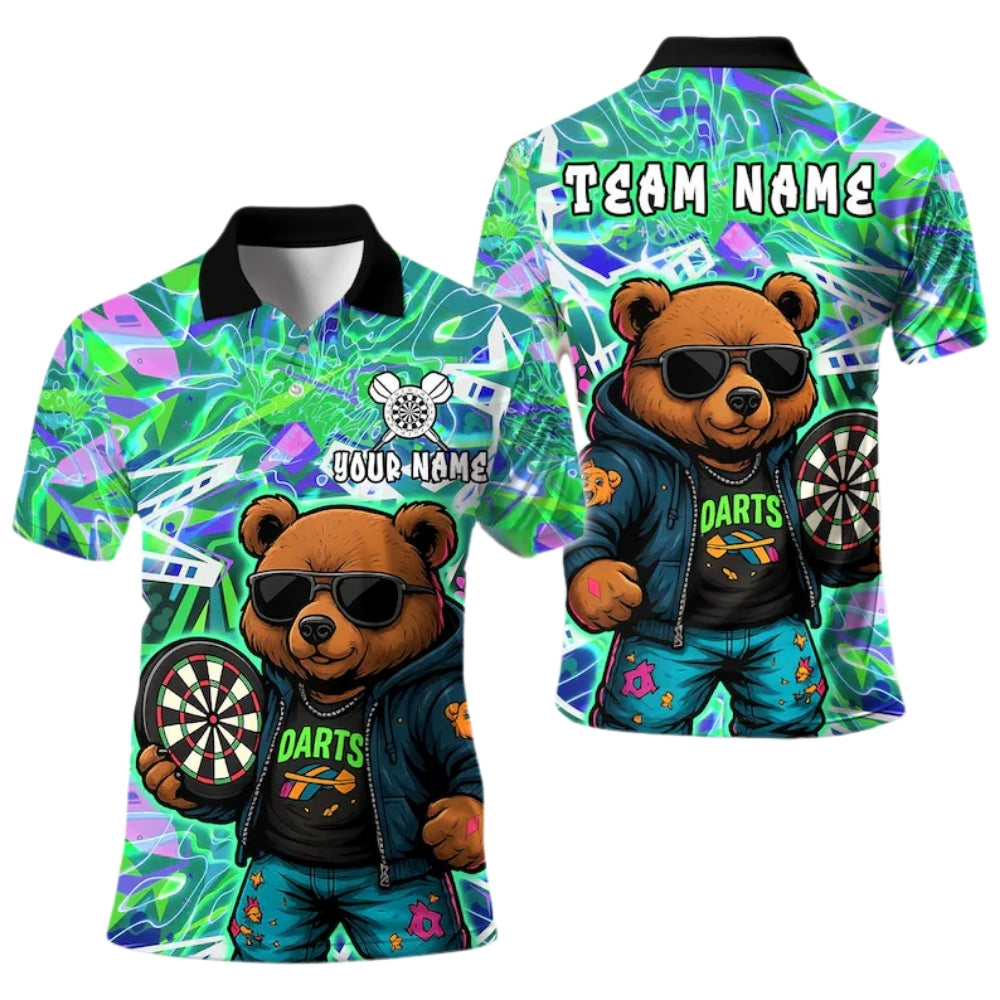 Bear Graffiti Men Personalized Darts Button Polo