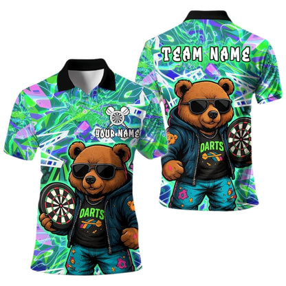 Bear Graffiti Men Personalized Darts Button Polo