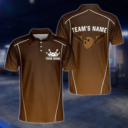 Custom Team Black Blue Bowling Polo Shirt Mens, Custom Bowling Shirts BZ0079