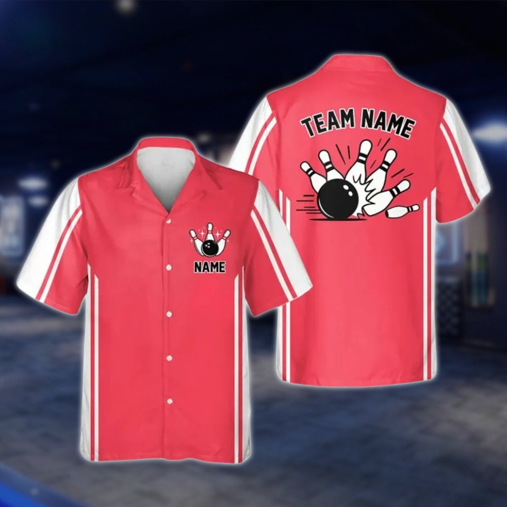 Custom Green White Retro Bowling Hawaiian Shirt For Men Women, Custom Retro Bowling Team Shirts BE0107