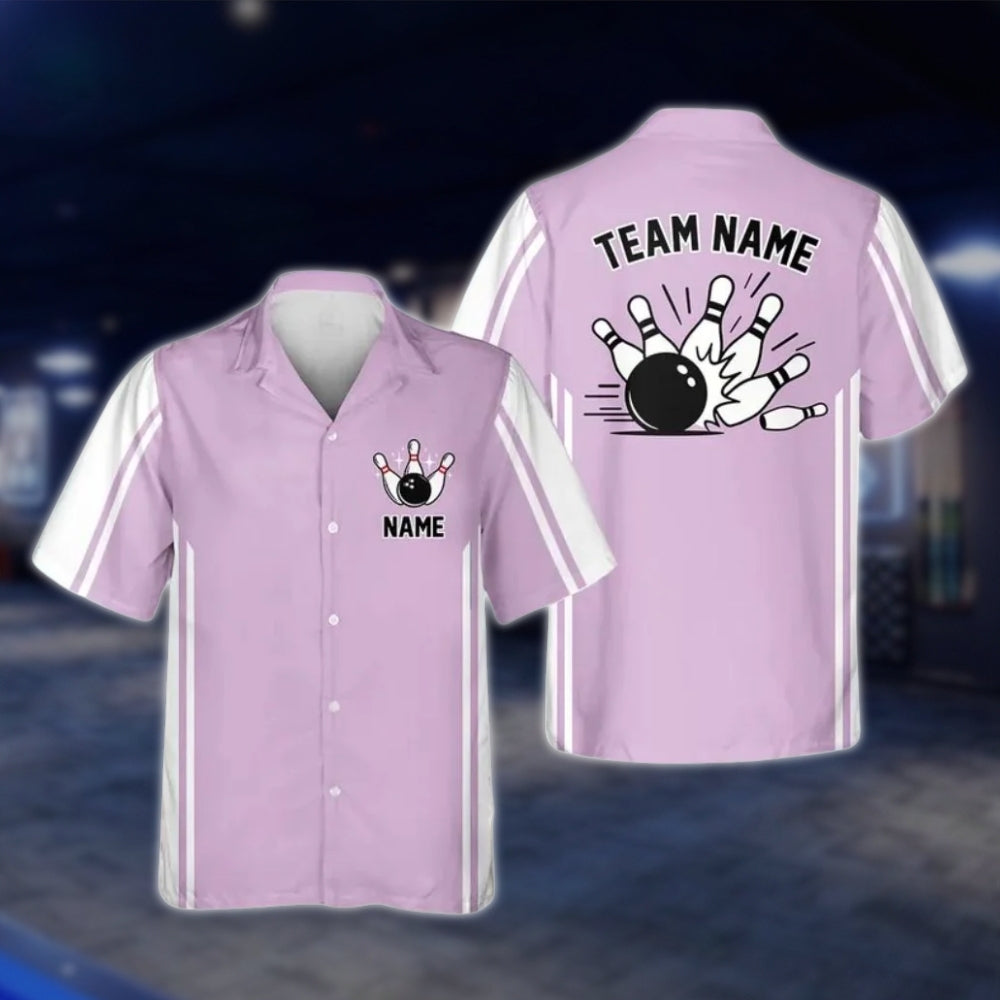 Custom Green White Retro Bowling Hawaiian Shirt For Men Women, Custom Retro Bowling Team Shirts BE0107
