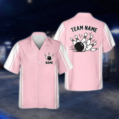 Custom Green White Retro Bowling Hawaiian Shirt For Men Women, Custom Retro Bowling Team Shirts BE0107