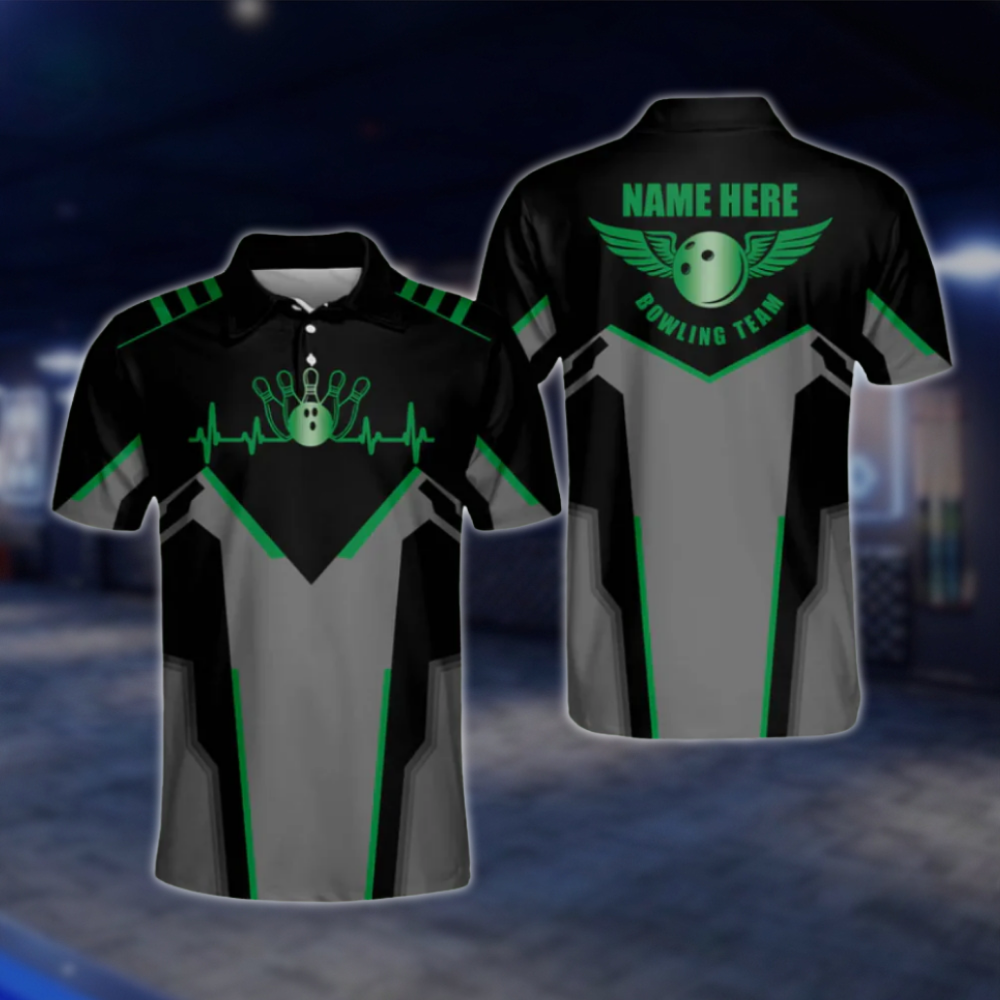 Personalized Black Purple Polo Bowling Team Shirts Men, Custom Bowling Shirts BM0010