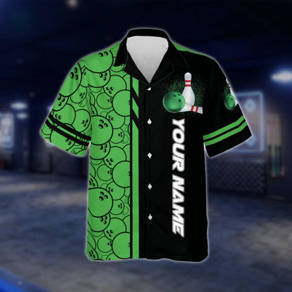 Custom Livin' On A Spare Green Bowling Hawaiian Shirt Men Women, Funny Custom Bowling Shirts BZ0015