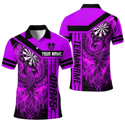 Phoenix Flame Red Black Personalized Darts Button Polo