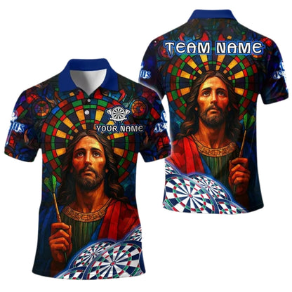 Jesus with Dartboard Personalized Darts Button Polo