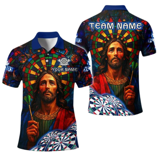 Jesus with Dartboard Personalized Darts Button Polo