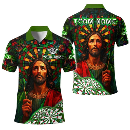 Jesus with Dartboard Personalized Darts Button Polo