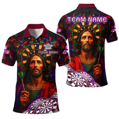 Jesus with Dartboard Personalized Darts Button Polo
