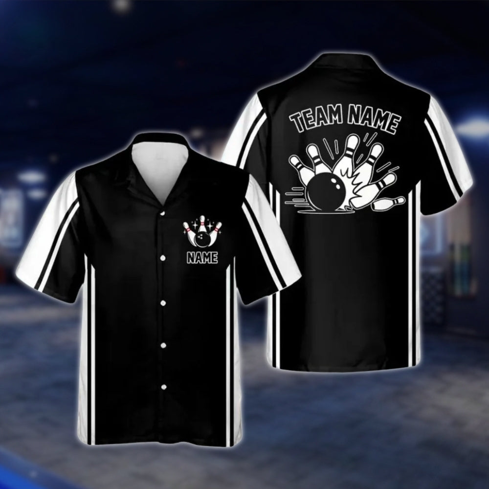Custom Green White Retro Bowling Hawaiian Shirt For Men Women, Custom Retro Bowling Team Shirts BE0107