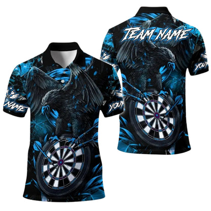 Black and Red Crow Men's Personalized Darts Button Polo